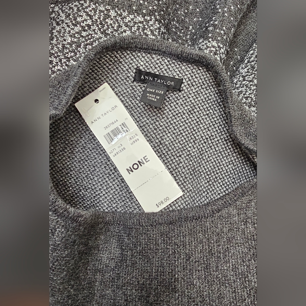Ann Taylor Metallic Silver Grey Poncho Sweater NWT - Picture 2 of 8